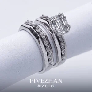 انگشتر بر پایه  جواهر حلقه و پشت حلقه