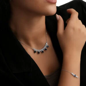 سرویس بر پایه جواهر زنجیر سبک  رنگی